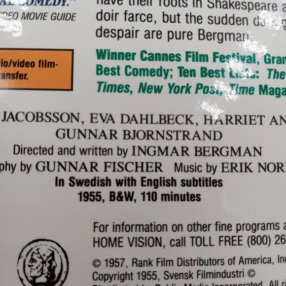 Smiles Of A Summer Night VHS Movie Ingmar Bergman Swedish English Subtitles - Picture 3 of 7